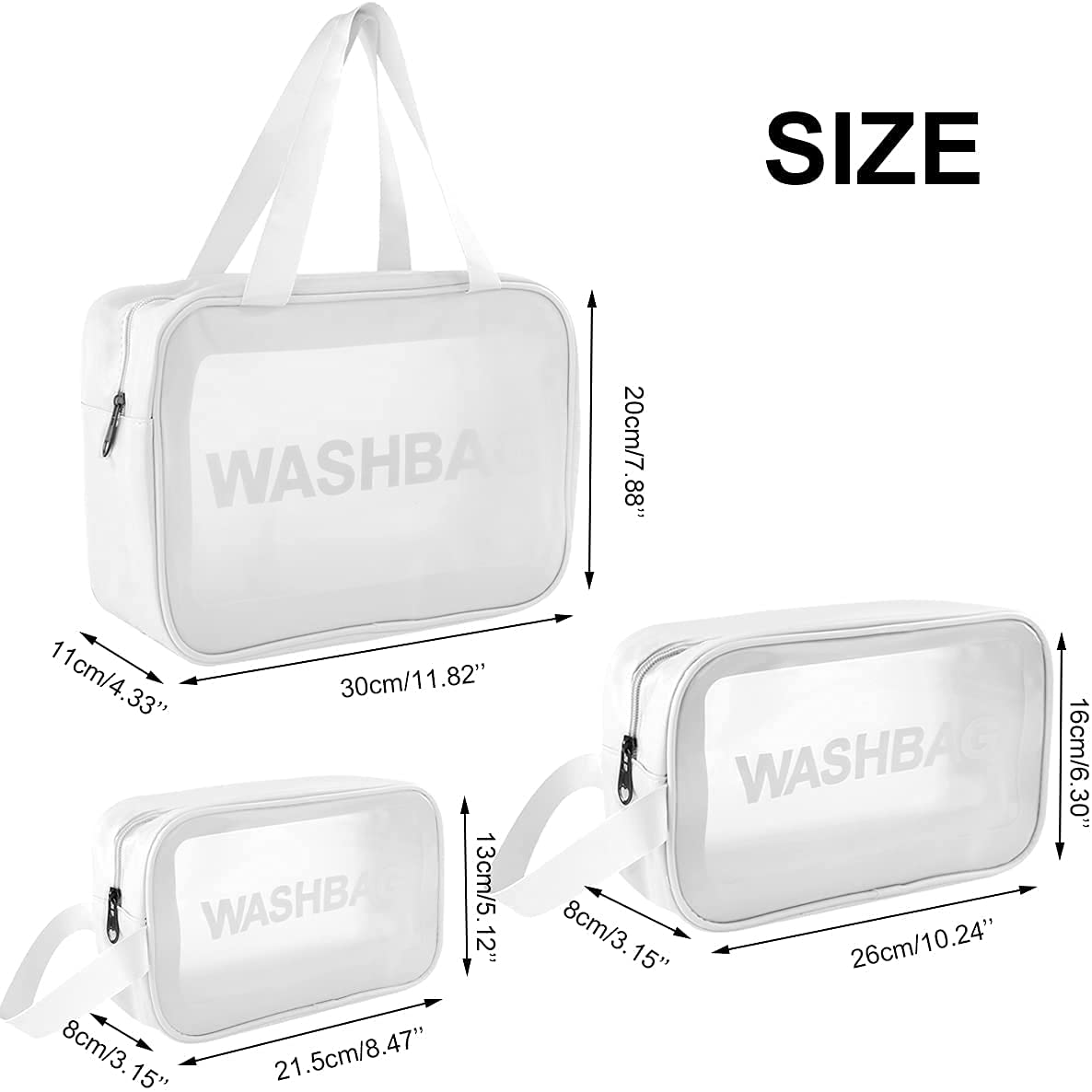 deevudi Clear Toiletry Bag, Wash Make Up Bag PVC Waterproof Zippered Cosmetic Bag, Portable Carry Pouch for Women Men (Set of 3 Bag Black)